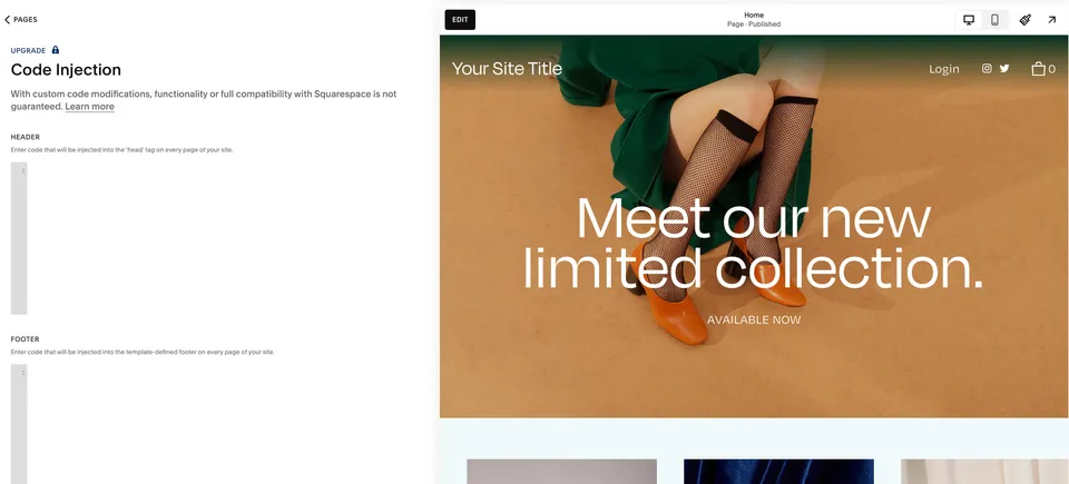 Squarespace Code Injection